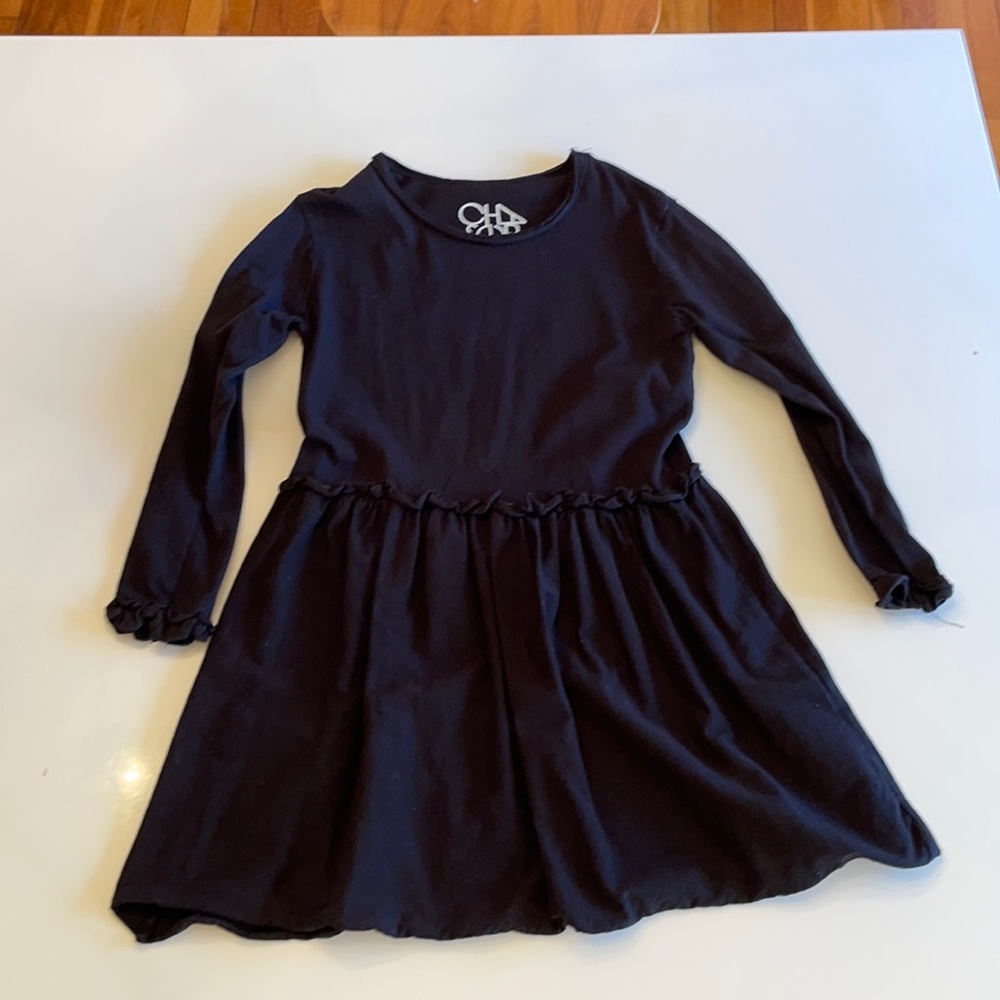Chaser size 8 girl black long sleeve jersey dress